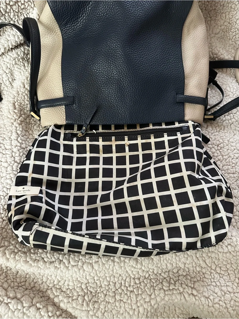 Kate Spade Brandy Holden Street Two-Tone Purse Blue Cream Leather Bag (see phot)